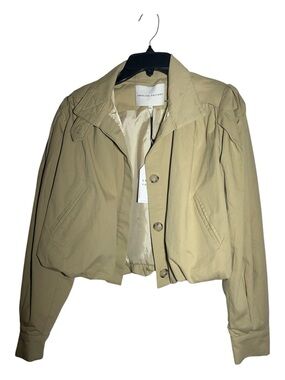 English Factory Shirred Trench Short Coat in Beige sz XS